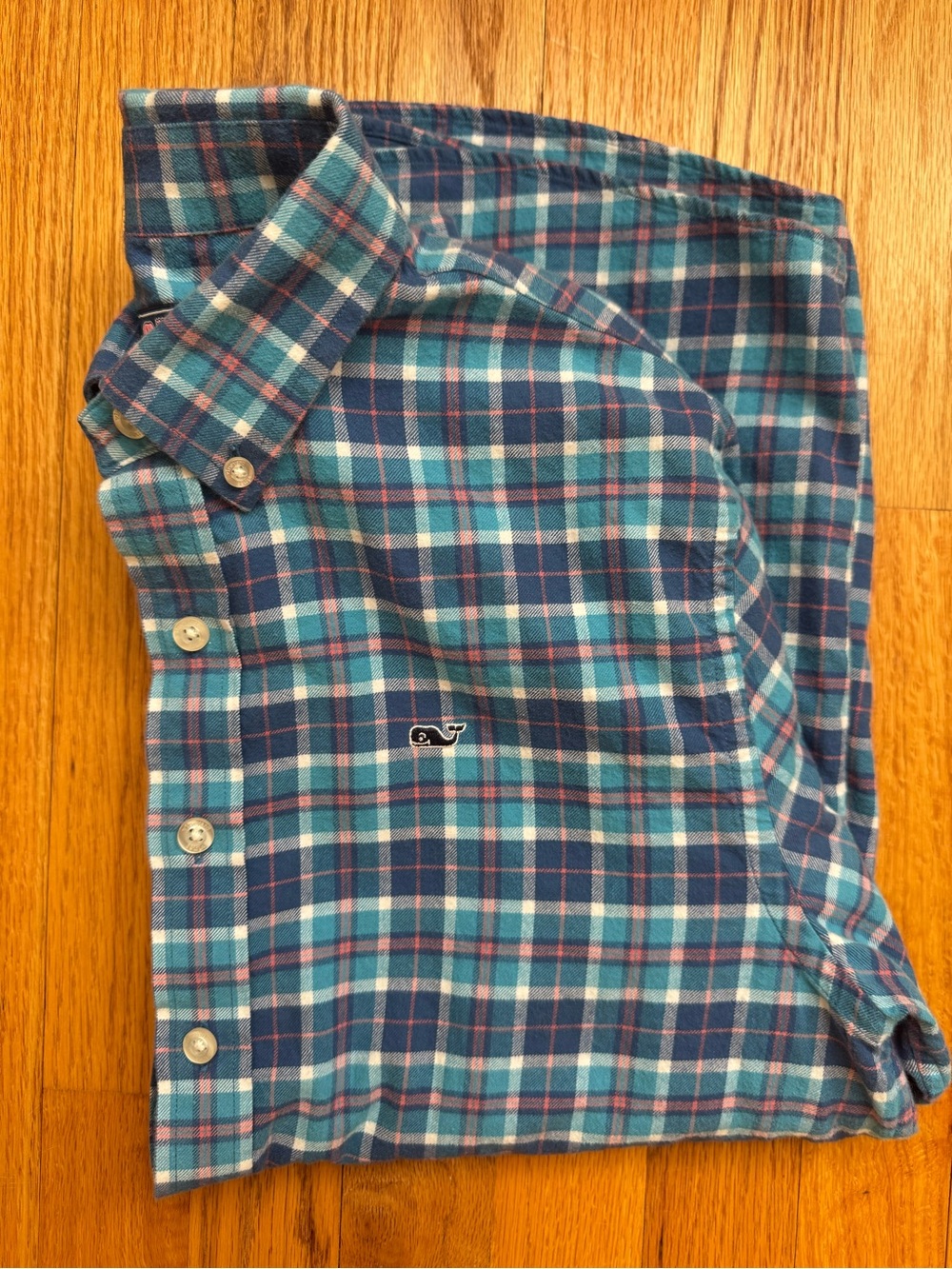 NEW Vineyard Vines Boys Flannel Blue Plaid Button-Down Shirt - Picture 2 of 3
